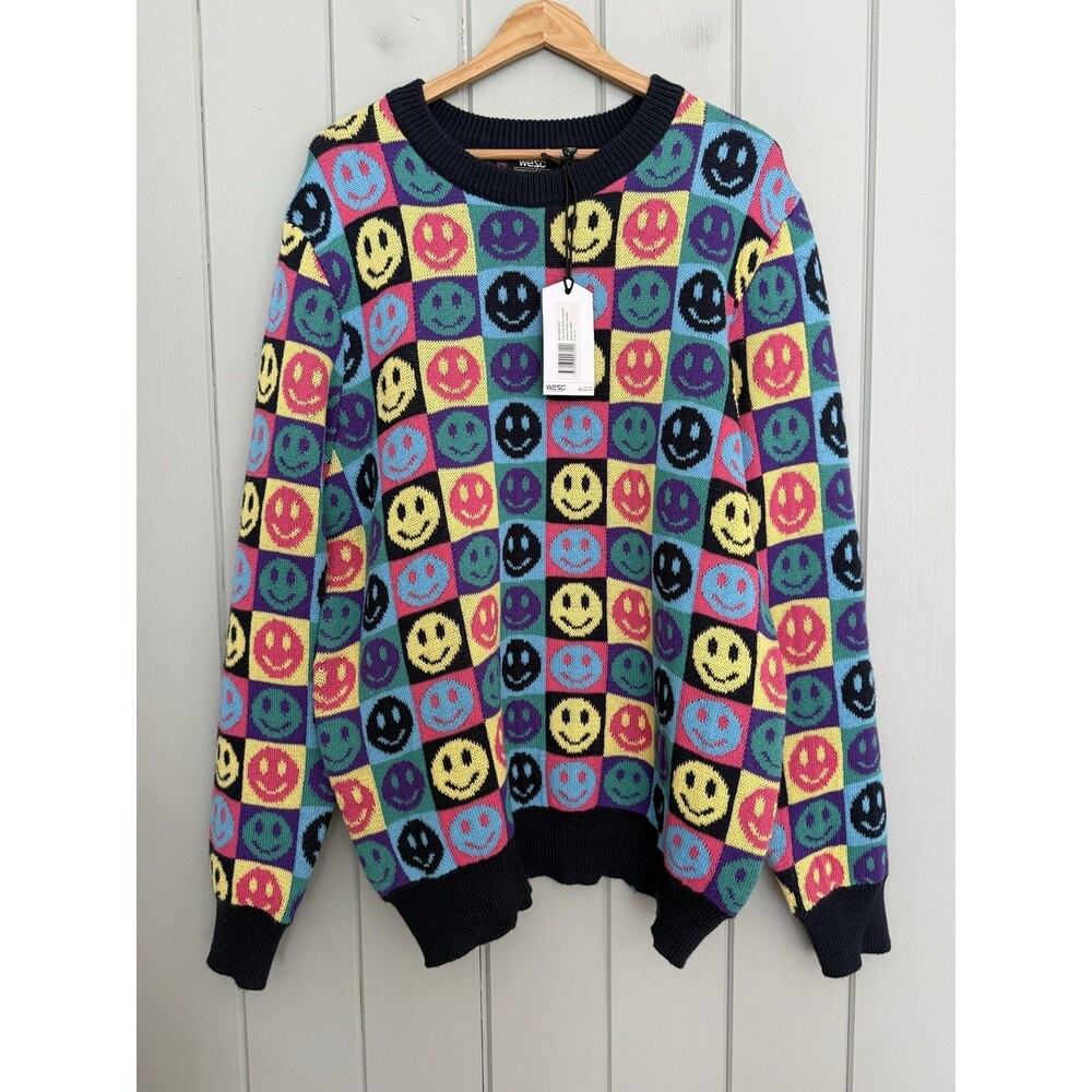 NWT Wesc Leon Pop Smiley Face Sweater Parisan Nights Men’s Large Women’s XL New